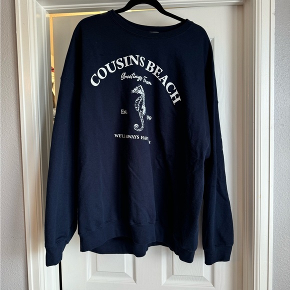 Arula Cousins Beach Sweatshirt Size 2X/3X Navy Oversized - Picture 8 of 8